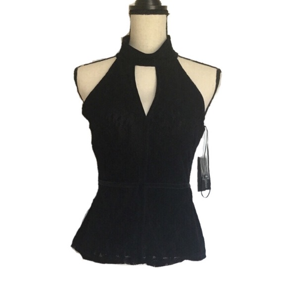 🎉HP🎉 Black Flocked Lace Top - Picture 4 of 6